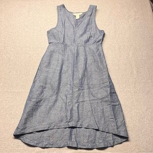 Kyodan‎ Dress Linen Blend Chambray Style Denim Pockets Freedom Trail Women’s S